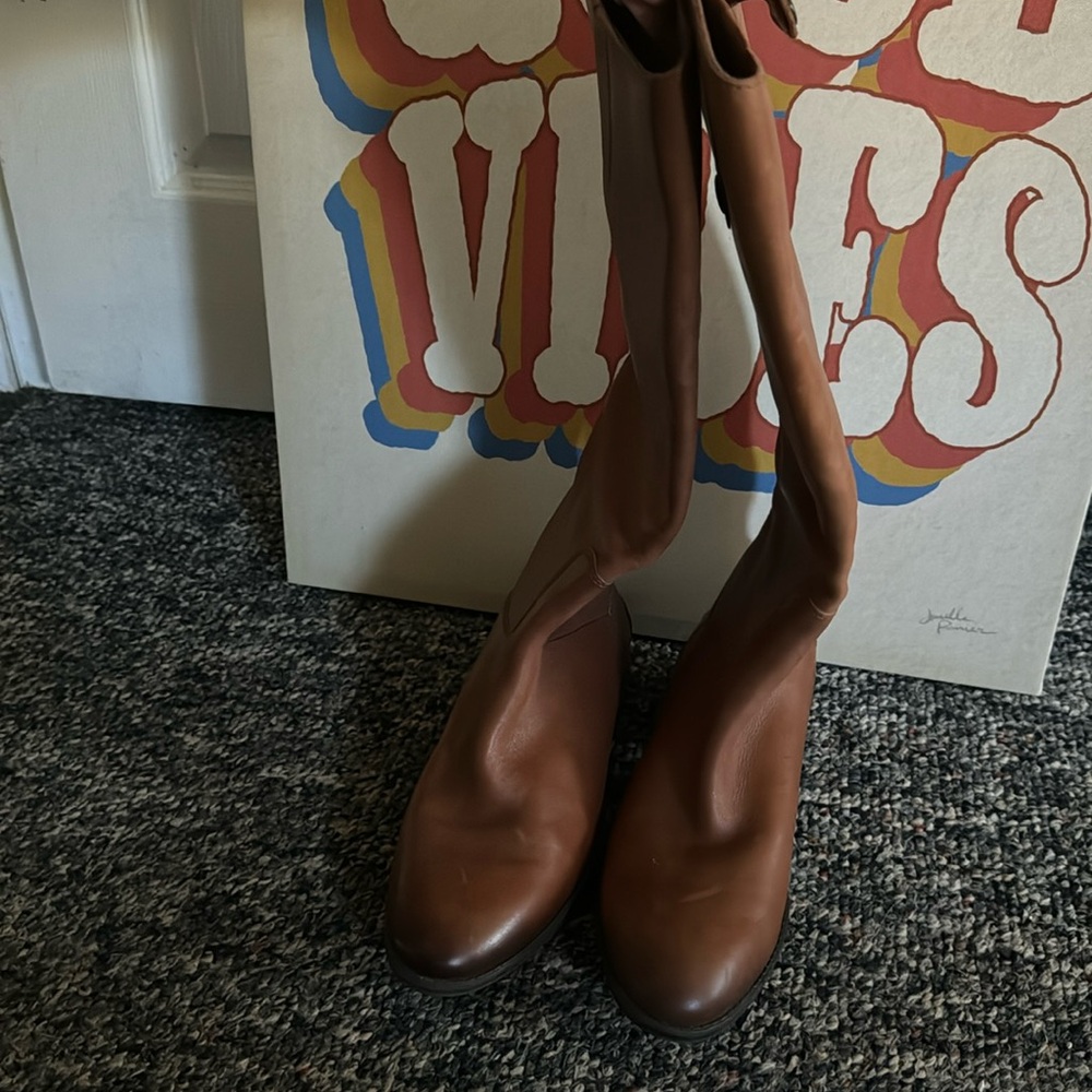 Sam Edelman brown calf length boots, purchased used, never worn